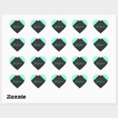 Minze Ice Blue und Black Monogram Herz-Aufkleber (Blatt)