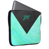 Minze Ice Blue und Black Monogram Laptopschutzhülle (Vorne Rechts)