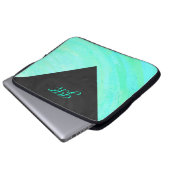 Minze Ice Blue und Black Monogram Laptopschutzhülle (Vorne Knopf)