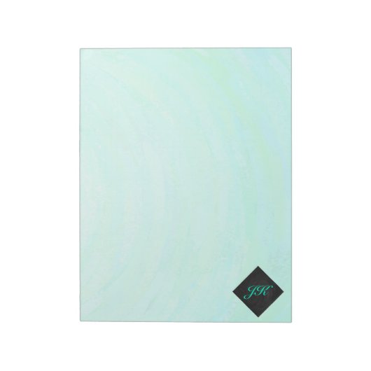 Minze Ice Blue und Black Monogram Notizblock (Rotiert)