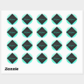 Minze Ice Blue und Black Monogram Runder Aufkleber (Blatt)