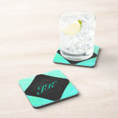Minze Ice Blue und Black Monogram Untersetzer (Rechte Seite)