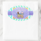 Minze Ice Blue Zickzack Patteryn Baby Ovaler Aufkleber (Tasche)