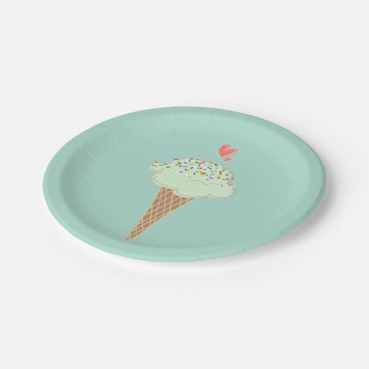 Minze Ice Cream Cone Pappteller (Schrägansicht)