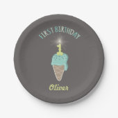 Minze Ice Cream Sparkler Boy 1. Geburtstag Party Pappteller (Vorderseite)