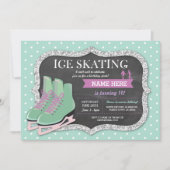 Minze Ice Skaten Birthday Party Rink Skate Einladu Einladung (Vorderseite)