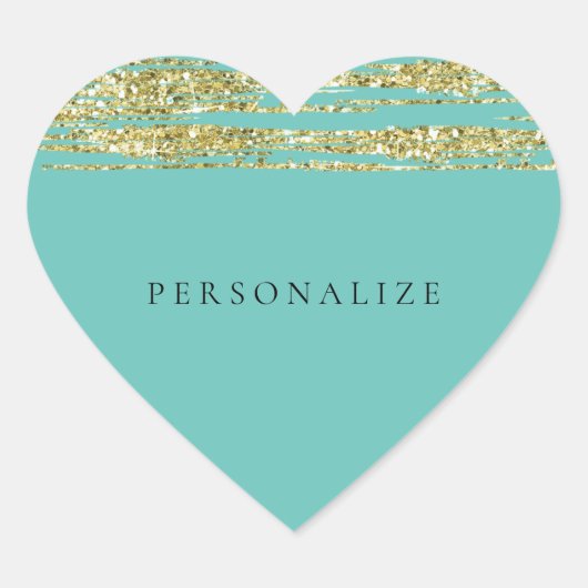 Minze Imitate Glitzer Rosa Streifen Herz-Aufkleber (Vorderseite)