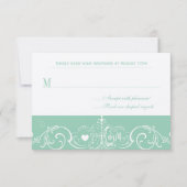 Minze Jade Viktorianisch Typografy Response Card RSVP Karte (Vorderseite)