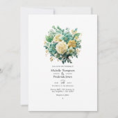 Minze, Jäger Grün und Gold Blumensommer Einladung (Vorderseite)