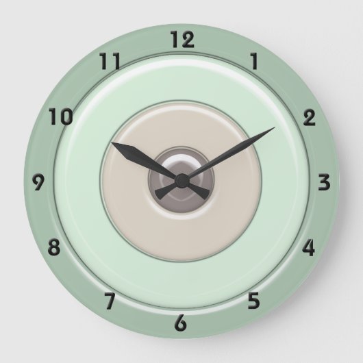 Minze & Kaffeekunden & Bullseye mit Zahlen Große Wanduhr (Vorderseite)