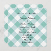 Minze Kariert Hochzeit Einladung (Vorne/Hinten)