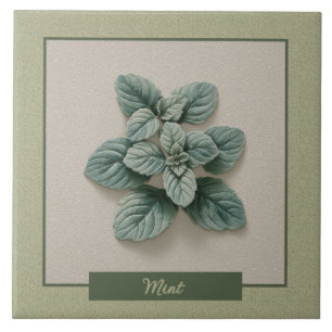 Minze-Kräuter-Küche-Grün-Faux-Relief Fliese