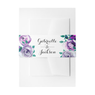 Minze & Lila Aquarellfarben Einladung zur Hochzeit Einladungsbanderole
