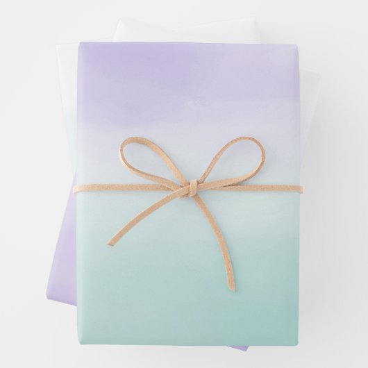 Minze Lila Aquarellfarben-Gefärbte Krawatte Geschenkpapier Set (Beispiel)