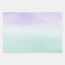 Minze Lila Aquarellfarben-Gefärbte Krawatte Geschenkpapier Set