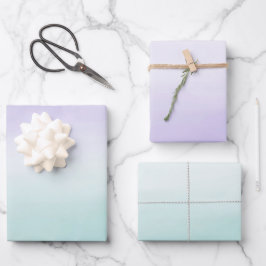 Minze Lila Aquarellfarben-Gefärbte Krawatte Geschenkpapier Set