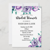 Minze & Lila Blumendusche Rose Einladung (Vorderseite)