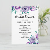 Minze & Lila Blumendusche Rose Einladung (Stehend Vorderseite)