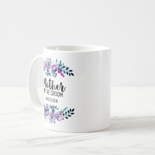 Minze & Lila Blumenmutter am Boden Kaffeetasse (Vorderseite Links)