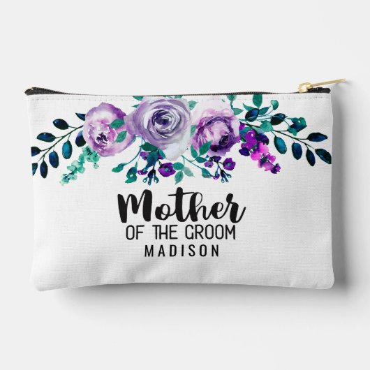 Minze & Lila Blumenmutter am Boden Zubehörtasche (Rückseite)