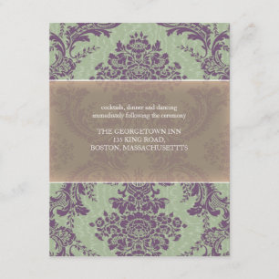 Minze Lila Elegante Damask Hochzeit Empfang Einladung