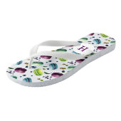 Minze & Lila Macaroons & Berries Muster Badesandalen (Schrägansicht)
