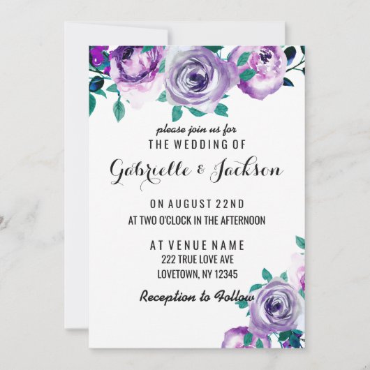 Minze & Lila Rose Einladung (Vorderseite)