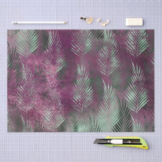 Minze Lila tropische Blätter Abstrakt Seidenpapier (Handwerk)