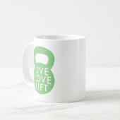 Minze "LiveLiebe-Aufzug " Kaffeetasse (Vorderseite Links)