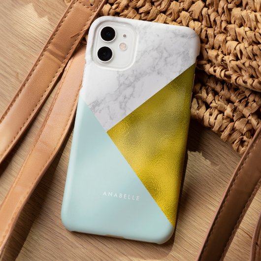 Minze Marmormuster und Imitate Gold Foil Case-Mate iPhone Hülle