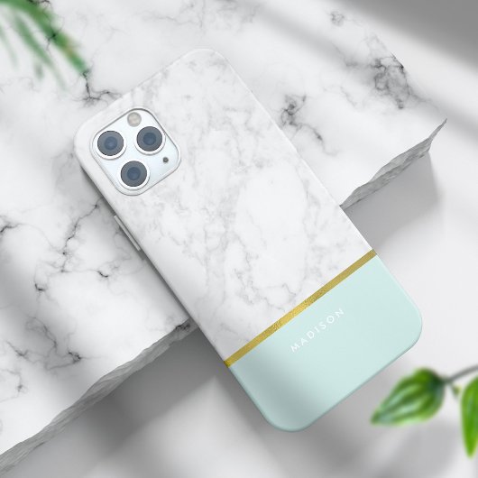 Minze Marmormuster und Imitate Gold Foil Case-Mate iPhone Hülle