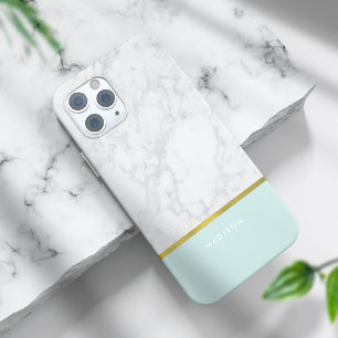 Minze Marmormuster und Imitate Gold Foil iPhone 15 Pro Max Hülle