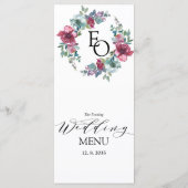 Minze & Mauve blumengeschmückter Abend/Buffet Hoch Menükarte (Rückseite)