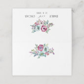 Minze & Mauve florale Aquarell Platzkarte (Außenseite Aufgefaltet)