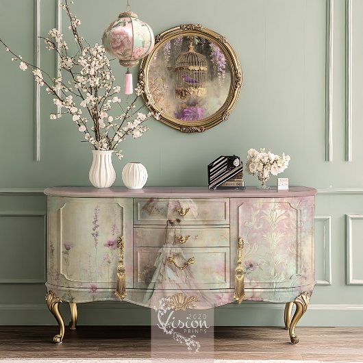 Minze Mauve Romance, Blumenfeld, Hummingbird Seidenpapier