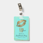 Minze mit Gold Lip Print Junggeselinnen-Abschied A Ausweis (Rückseite mit Clip)