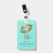 Minze mit Gold Lip Print Junggeselinnen-Abschied A Ausweis (Vorderseite mit Clip)