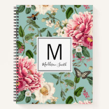 Minze Mit Monogramm Gartenblumenmuster