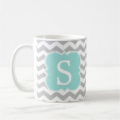 Minze Mit Monogramm graue Zickzack Streifen Kaffeetasse (Links)