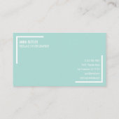 Minze Modern Einfach Minimalistisch Beruflich Schl Visitenkarte (Rückseite)