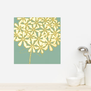 Minze Moderne Florale Gold Foliendrucke