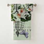 minze moderne Vintage französische Rose Schmetterl Badhandtuch Set (Insitu)