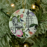 minze moderne Vintage französische Rose Schmetterl Keramik Ornament<br><div class="desc">mint moderne Vintage französische Rose Schmetterling paris Zuhause Dekorationen,  rustikale französische Country Stil Shabby Chic Zuhause Zubehör. französische Landküchendekoration,  rustikale Hütte Schlafzimmerzubehör, </div>