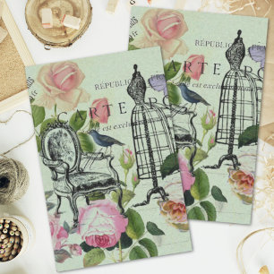 minze moderne Vintage französische Rose Schmetterl Seidenpapier