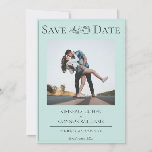 Minze Modernes Foto Save the Date (Vorderseite)