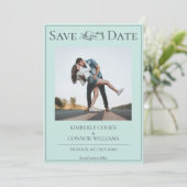 Minze Modernes Foto Save the Date (Stehend Vorderseite)