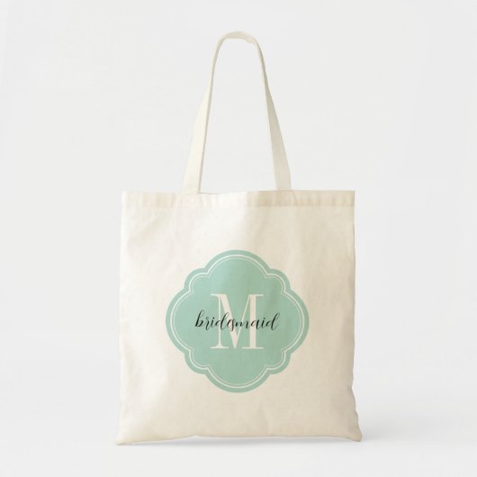 Minze Monogram Bridesmaid Tote Bag Tragetasche (Vorne)