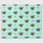 Minze Mops Wrapping Paper Geschenkpapier (Flach)