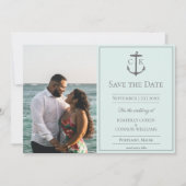 Minze Nautic Monogram Foto Save the Date (Vorderseite)