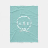 Minze Nautical Rope und Anchor Mit Monogramm Fleecedecke (Vorderseite)